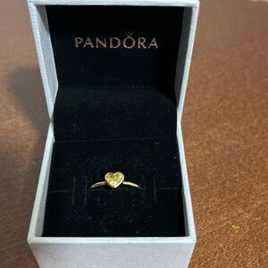 Pandora Gold Plated Heart Ring with Yellow Gemstone